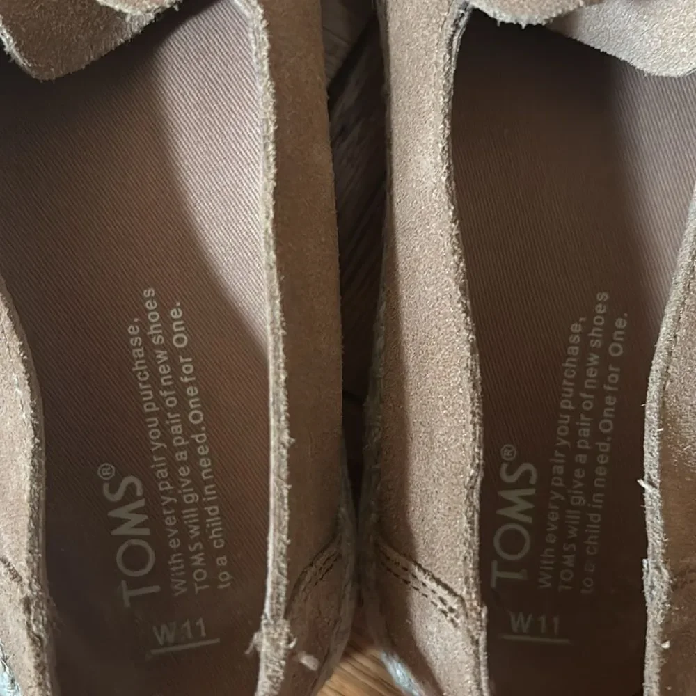 Toms Sunset Toffee Suede Women's Tan Slip-On Espadrille Sneakers Size 11